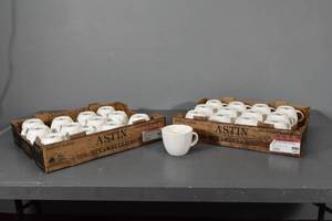 lot 155 image: 24) Large coffee or soup mugs, glass white