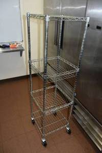 lot 10 image: NSF SS Roller racks 16 Square4 shelf on casters