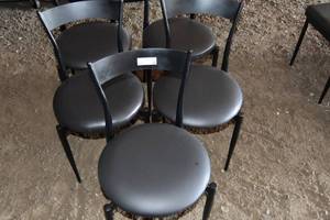 lot 59 image: 5) Round seat table chairs with Marine grade leather seats