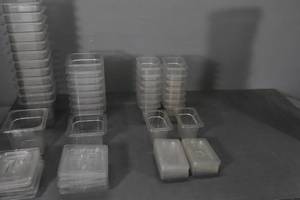 lot 113 image: 12) NSF 6 x 6, 8) 4 x 6, 16) 2 x 4 and many lids