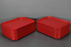 lot 126 image: 50 Red plastic serving trays