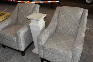 lot 96 image: 2 Arm chairs and stand