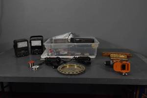 lot 126 image: Voltage meters, solder guns, cribbage, drill w no charger