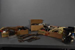 lot 279 image: Belt sander, grease gun, wire etc