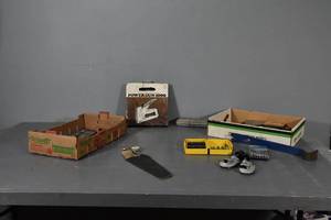lot 291 image: Protractor, guage, stapler