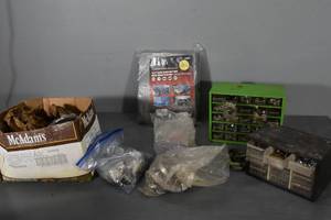lot 299 image: 2) Organizers, hose clamps, tarp
