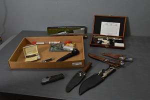 lot 310 image: Variety of Knives &amp cleaning kit