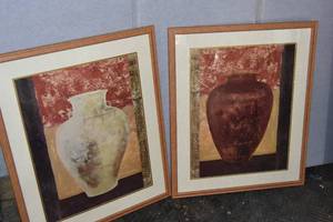 lot 426 image: 2) Vase Prints & Village 30 X 36