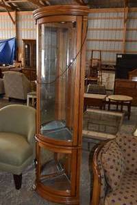 lot 444 image: Curved glass curio wshelves