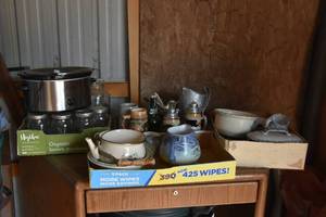 lot 453 image: Canning jars, Cooker, Steins, bowls