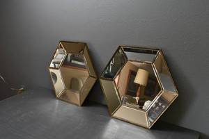 lot 397 image: 2) Hexagon Wall Mirrors 20 wide