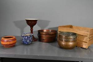 lot 43 image: Copper kettle etc