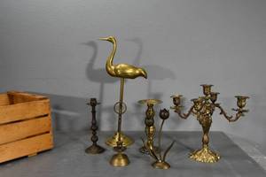 lot 44 image: Brass candleholders