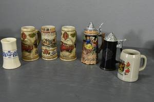 lot 62 image: 7 beer steins etc