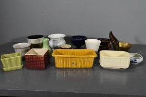 lot 64 image: 3 Haeger planters etc