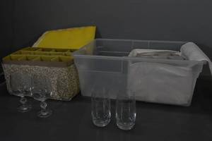 lot 69 image: 2 Sets of 12 etched glasses