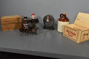 lot 182 image: McCoy jug, wood crates
