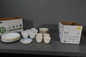 lot 197 image: 2 Boxes color trimmed dishes