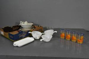 lot 206 image: Glasses and plates