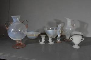lot 230 image: Smoked glass vases, bowls