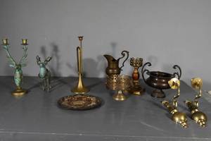 lot 238 image: Candle holdersbrass