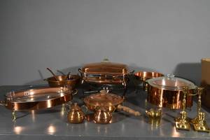 lot 240 image: CopperPyrex cookware