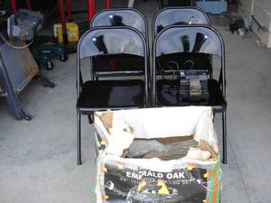 lot 57 image: GAS FIREPLACE LOGS, CHAIRS,WET STONE