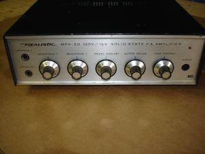 lot 20 image: REALISTIC AMPLIFIER, TABLE, CONES, SUPPLIES