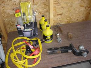 lot 73 image: RECEIVER HITCH, JUMPER CABLES, MISC.