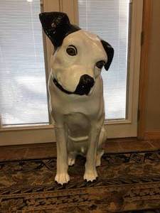 lot 74 image: NIPPER DOG 41 INCH, REPAINTED WITH STICKER ON BOTTOM