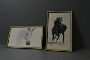 lot 51 image: Two chalk horse pictures by C. Buckley
