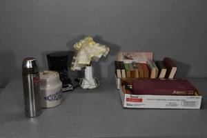 lot 28 image: Cookie jar, coffee pot,books,games