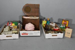 lot 32 image: Radio, bookcase, 3 12 floppy discs