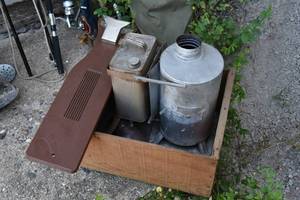 lot 87 image: Fish house stove cleaning board,crate