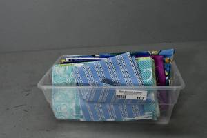 lot 107 image: Fish yardage, blue, green,