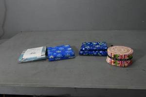 lot 117 image: 3) Blue fabris lengths & Jelly Roll
