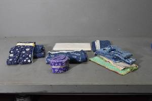 lot 129 image: Batik Blue Jelly Roll, Floral Fabric