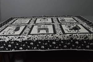 lot 142 image: Animal B & W small quilt 52 x 42