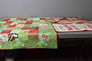 lot 145 image: Small Quilt & Table runners