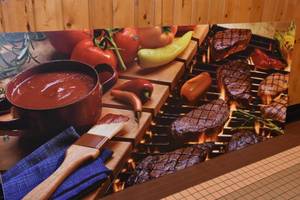 lot 23 image: Steaks &amp Peppers on the Grill Print 84 X 36
