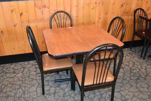 lot 37 image: Table with four brown seat chairs
