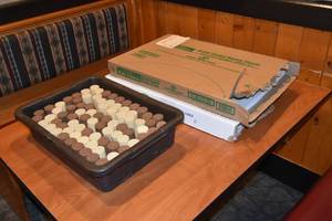 lot 114 image: Particle box pan liners & S & P shakers