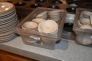 lot 155 image: Tub of ice cream dishes