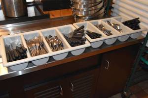 lot 177 image: Plastic silverware totes, 2 full