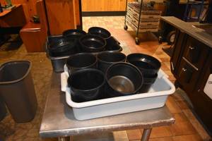 lot 227 image: Tub of 14 black plastic salad inserts