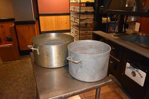 lot 253 image: 2) Large NSF Aluminum kettles
