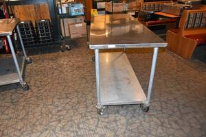 lot 272 image: SS Prep Cart on rollers 72 W, 30 D, 38 T