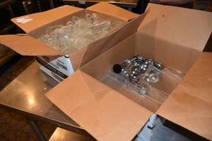 lot 302 image: S & P bottles, clear display stands
