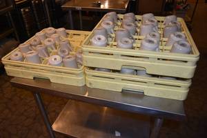lot 323 image: 55) Coffee cups & 3 racks
