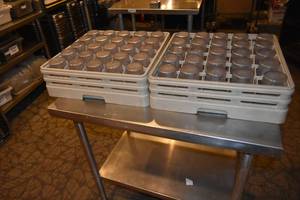 lot 328 image: 2) Racks plastic tumblers 50 ct